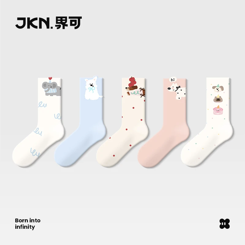 JKN袜子女款秋冬中筒袜ins潮2025新款爆款纯棉纱可爱四季无骨袜