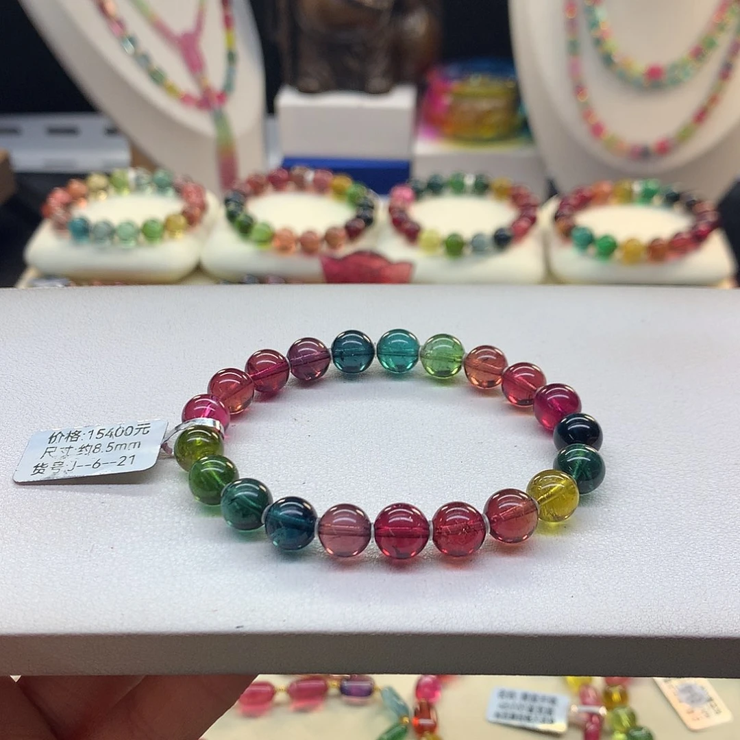 碧玺手串未镶嵌老矿彩虹/8.5。
