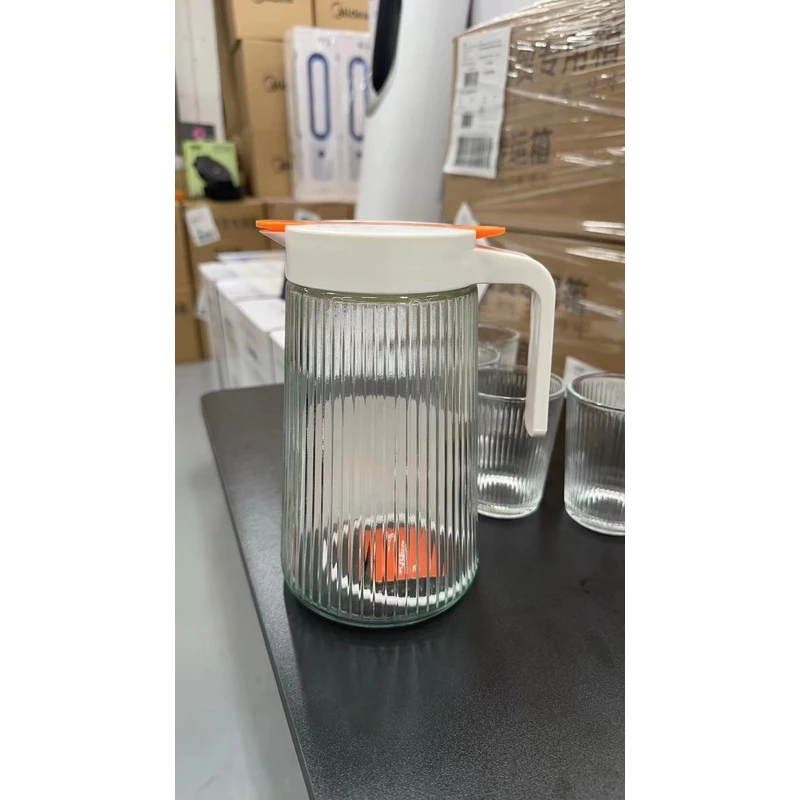 竖条纹玻璃冷水壶套装家用玻璃杯凉水壶五件套果汁壶冷水壶套装