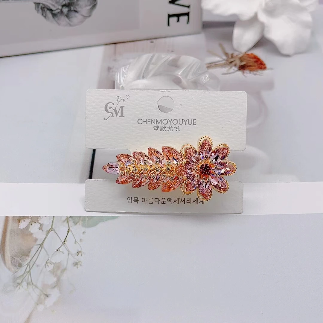 冬季新款花花鸭嘴夹饰品气质手工甜美弹簧夹百搭头饰发饰韩版发夹