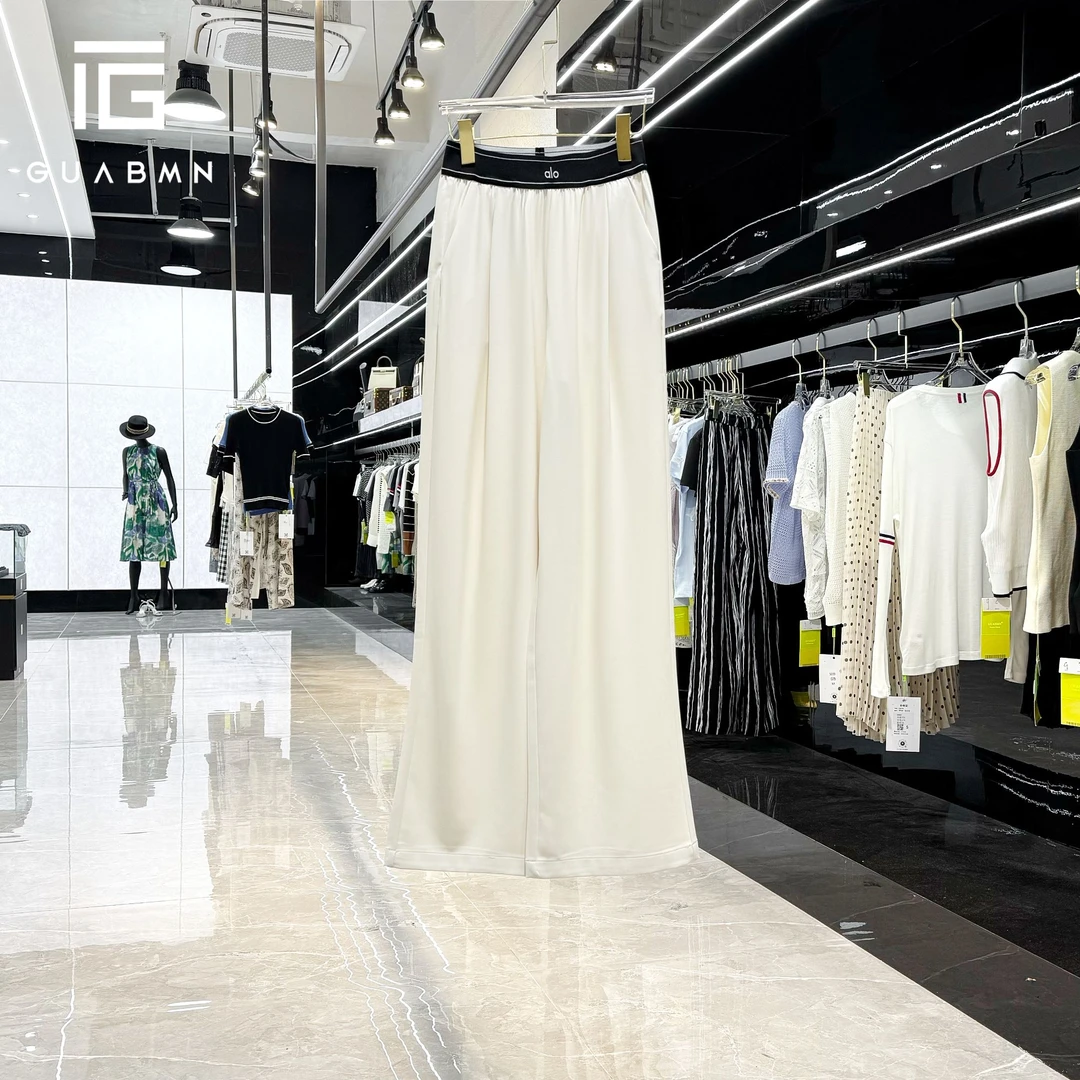 GUABMN2025夏季新款防晒抗皱腰部松紧直筒阔腿裤夏日穿搭5182