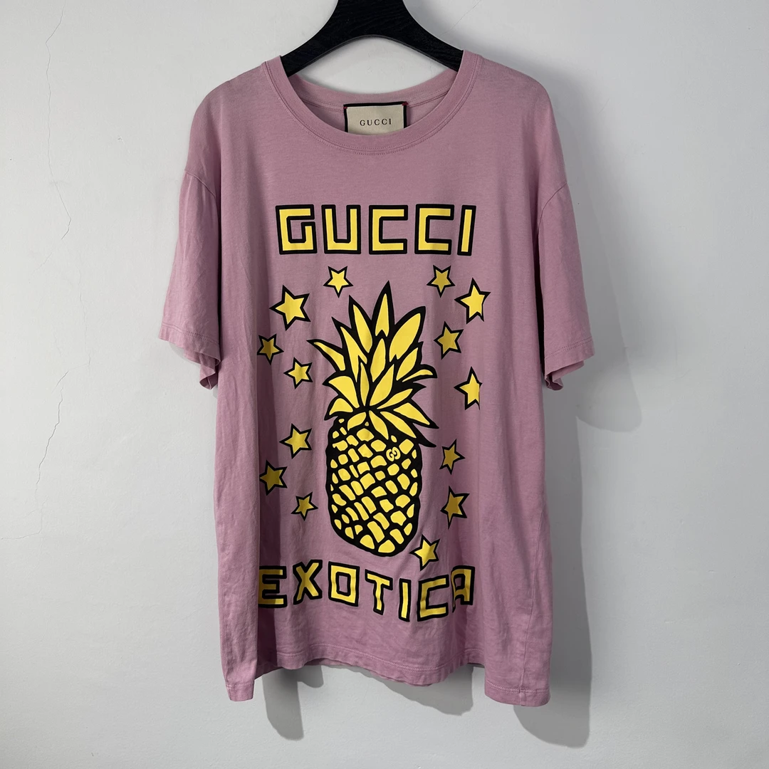 90新 GUCCI/古驰 S码/古驰菠萝字母印花T恤/9新