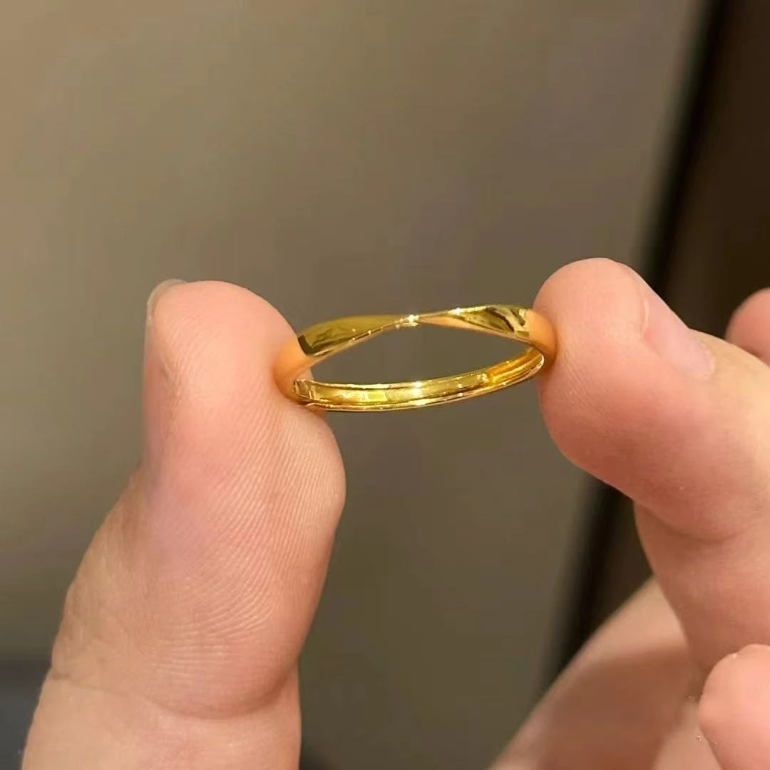 莫比乌斯环时尚轻奢情侣对戒圈口戒指不掉色洗澡尾戒