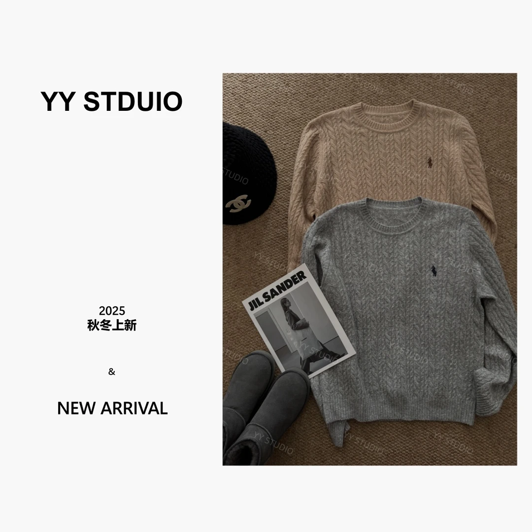 【YY STUDIO】珂集 秋冬新品刺绣休闲气质长袖女圆领羊毛针织衫