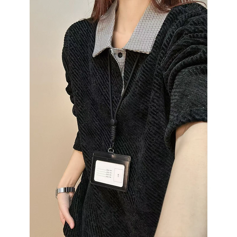 美式cleanfit满天星加绒卫衣男冬季拼接设计感内搭Polo衫情侣上衣