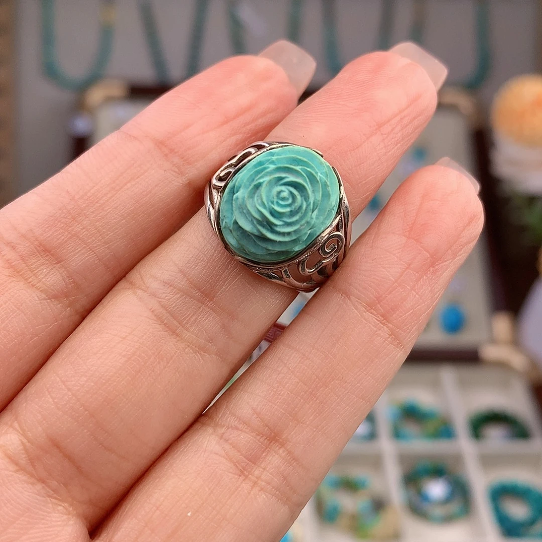绿松石银S925镶嵌戒指