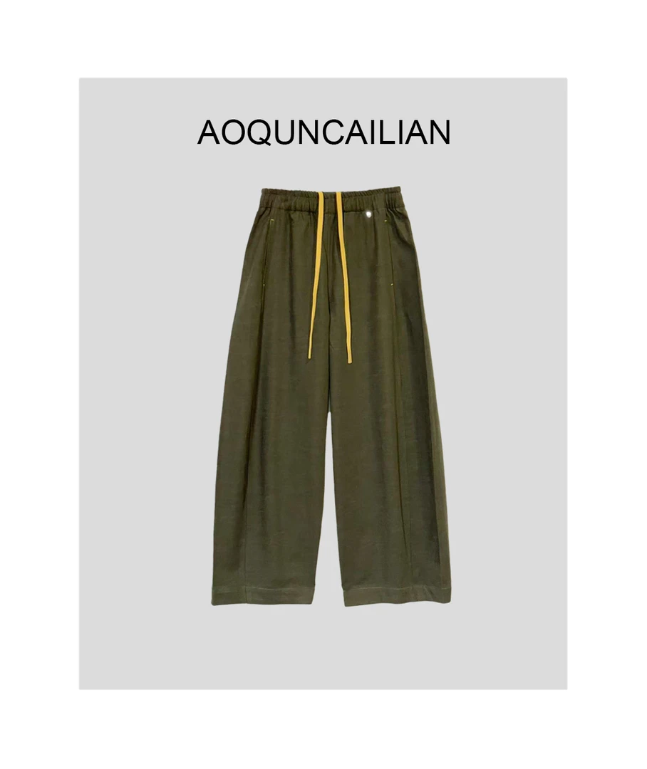 AoQunCaiLian早秋百搭简约抽绳亮扣九分裤-GG25901