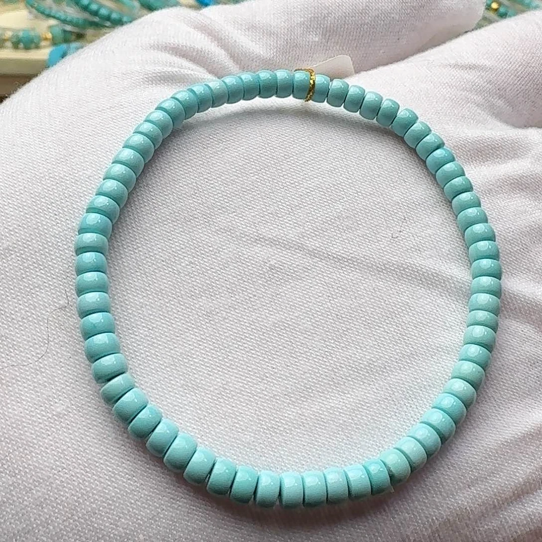 绿松石未镶嵌高瓷绿直切手串4.1