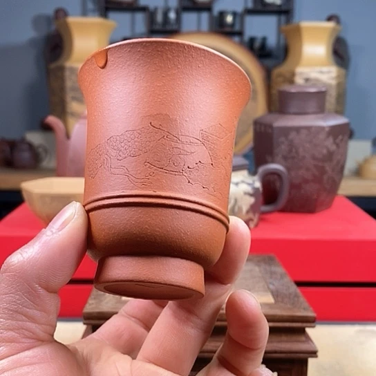 紫砂茶杯文房四宝紫砂杯微瑕