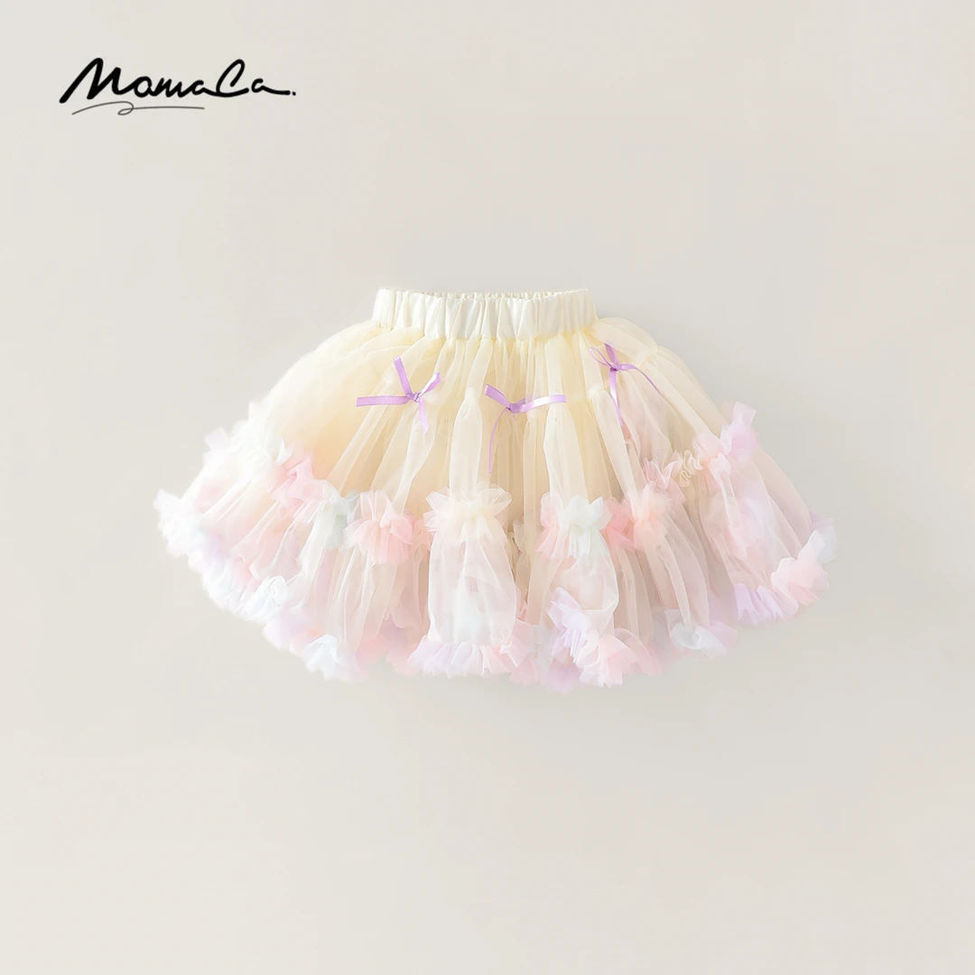 MOMOCO2025款春秋季女童蝴蝶结半身突突裙77530472001