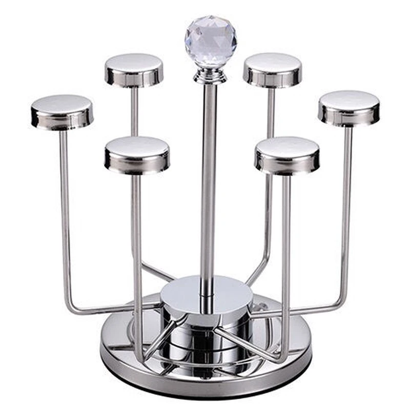 北欧后现代创意 家居收纳六头旋转水晶不锈钢食品级无菌304杯架