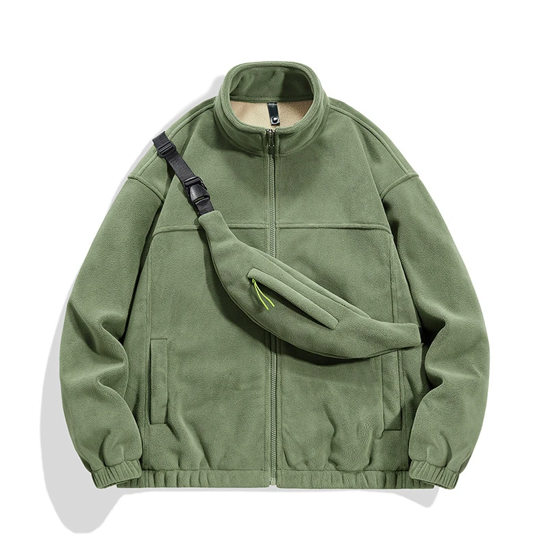 男士秋冬2025加绒卫衣外套立领男装冬季加绒保暖开衫夹克卫衣男士