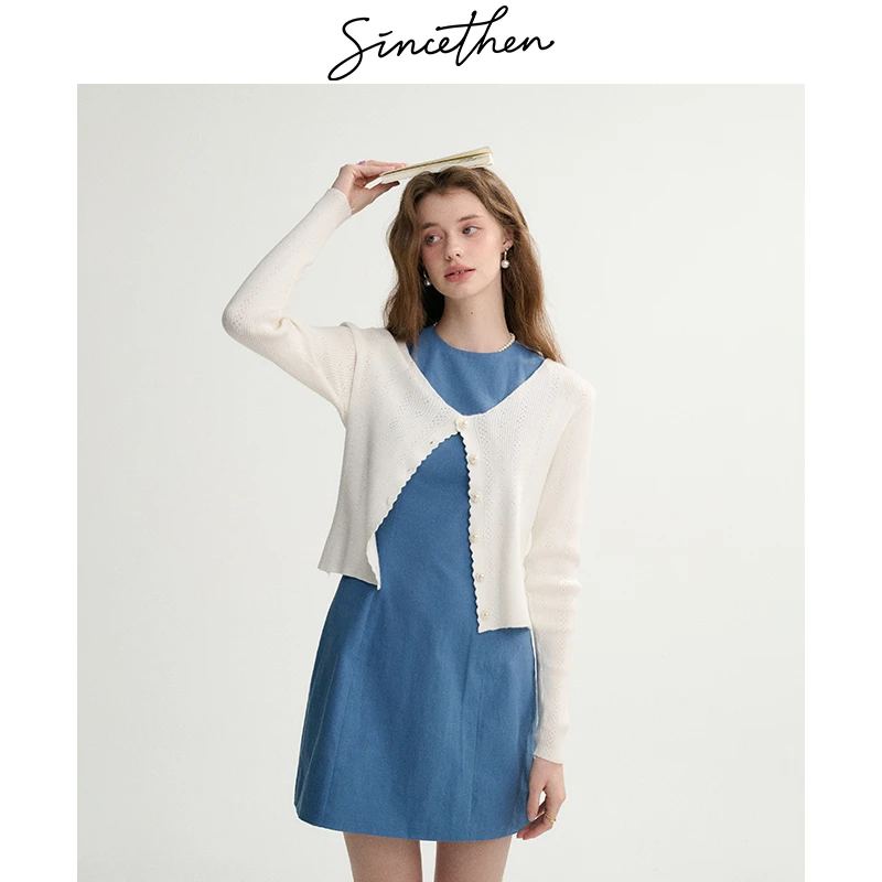 sincethen 海盐雪山白色开衫针织外套秋冬外穿毛衣温柔上衣女初春