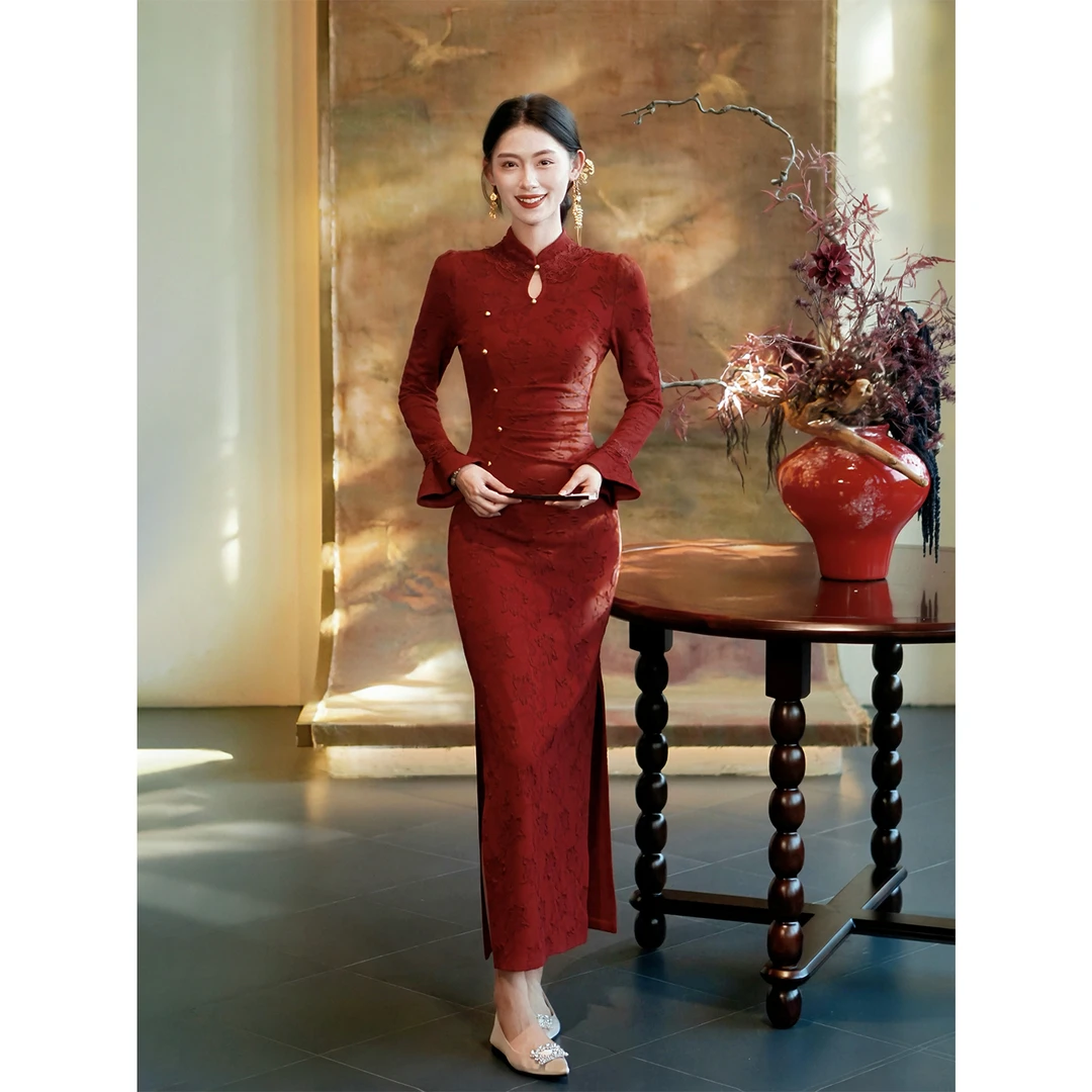 凌茜恣禾【愿如意】国风新中式温婉优雅大气修身收腰显瘦旗袍连衣裙