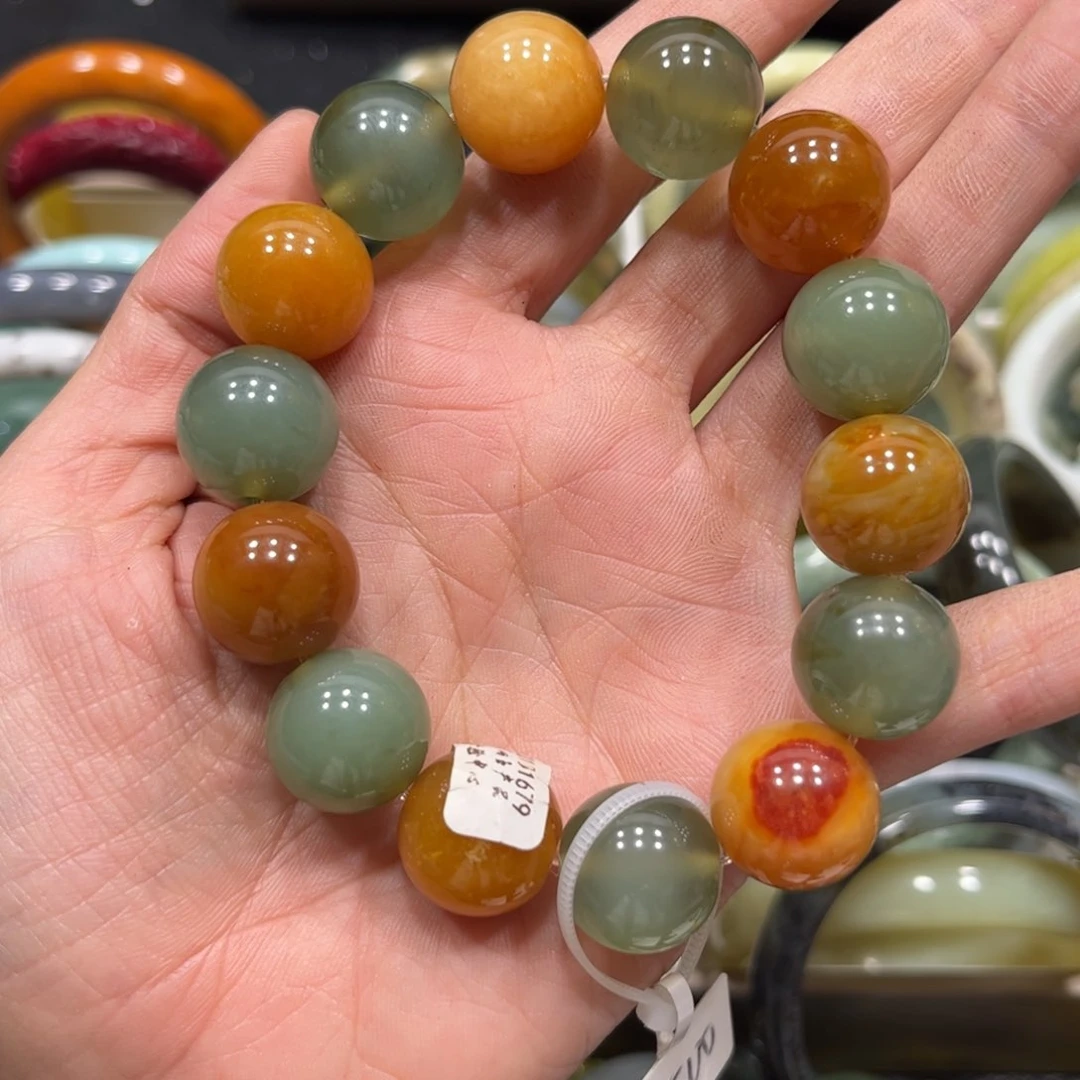 蛇纹石玉手链未镶嵌微*