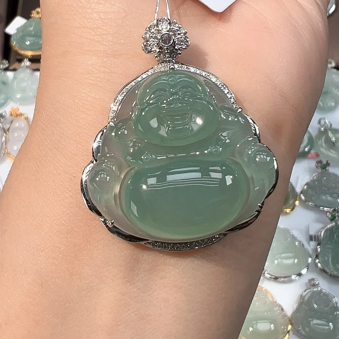 翡翠18K金镶嵌吊坠(不含链)佛公