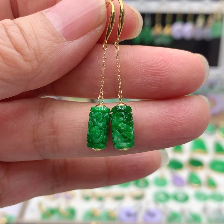 翡翠18K金镶嵌耳饰