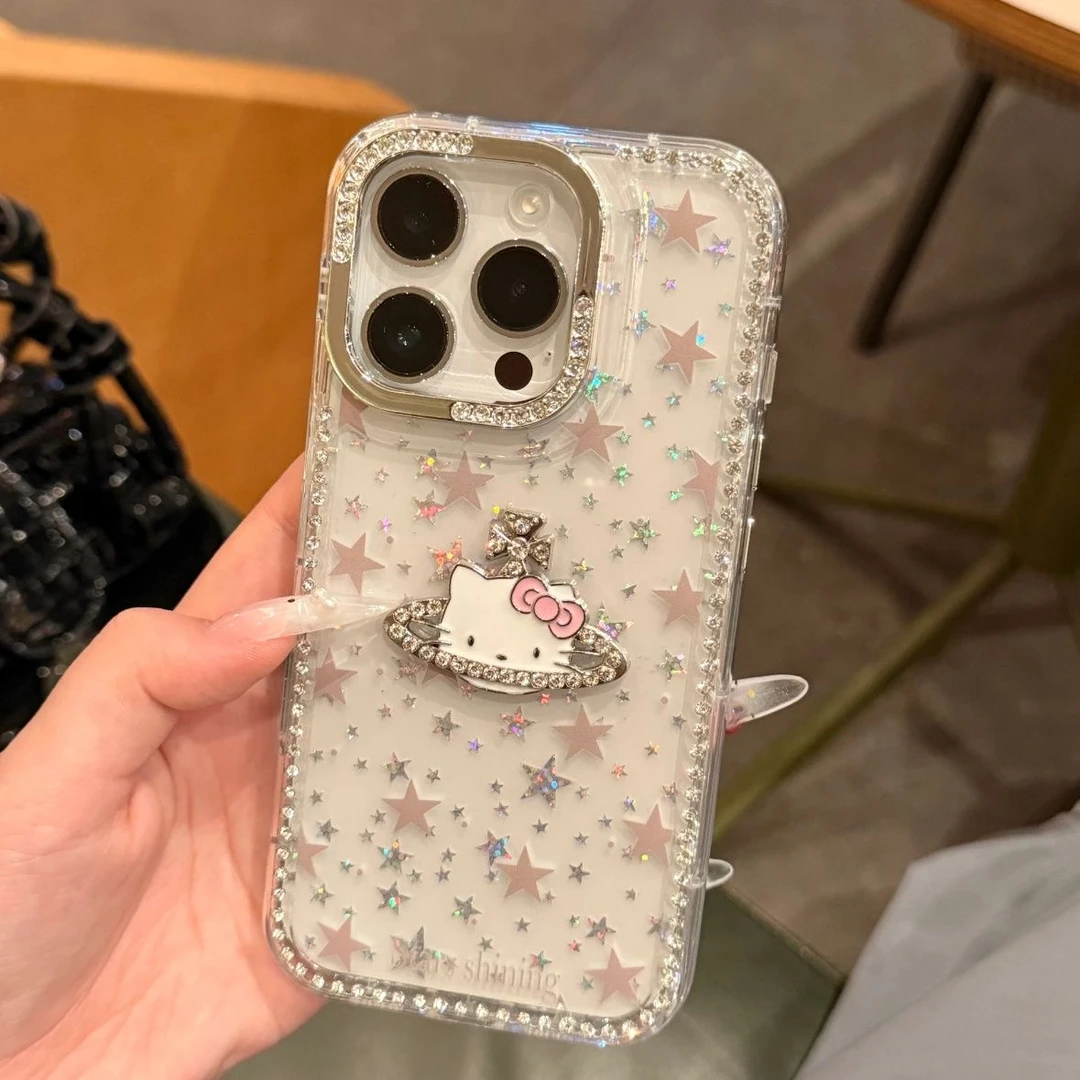 Kitty猫星星适用苹果16promax手机壳15新款14防摔13闪钻12少女11