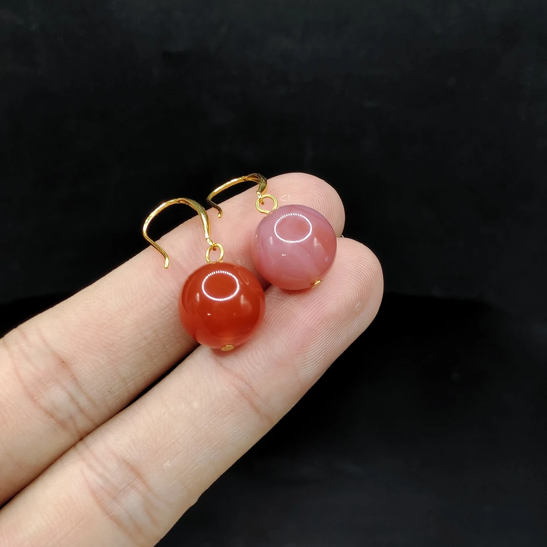 【龙龙严选】s925银盐源圆珠耳钩X14【多样性发其一】约12mm