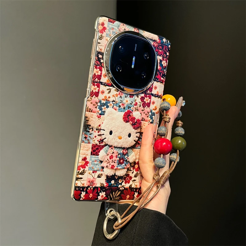 碎花裙KT猫适用华为mateX6典藏版折叠屏手机壳mateX7/X5磁吸中轴