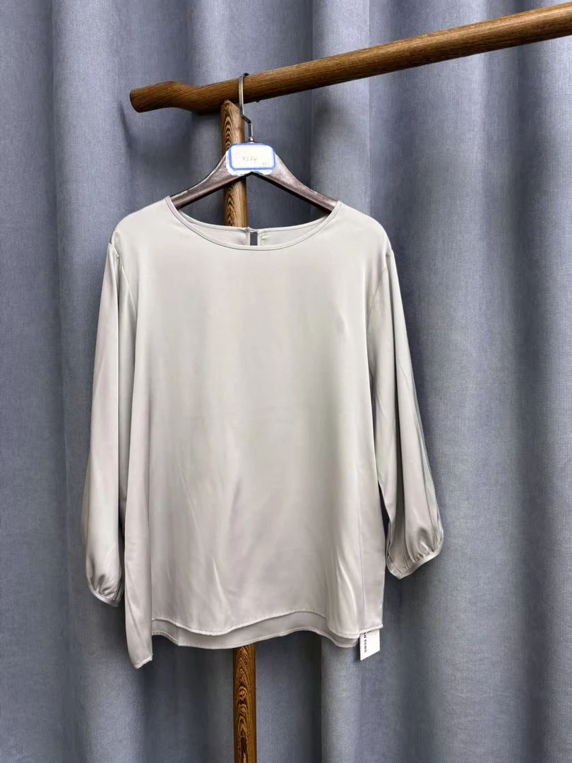 （微瑕疵）夏季新款简约百搭桑蚕丝双乔上衣女X234