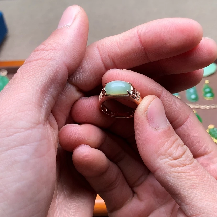 【闪购商品】和田玉戒指银S925镶嵌