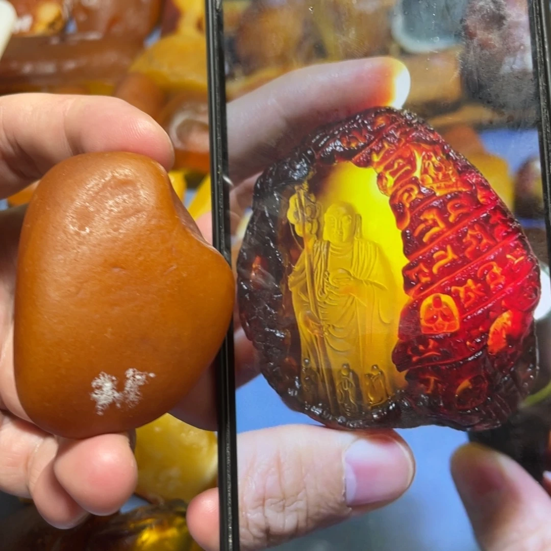 定制蜜蜡未镶嵌洞雕