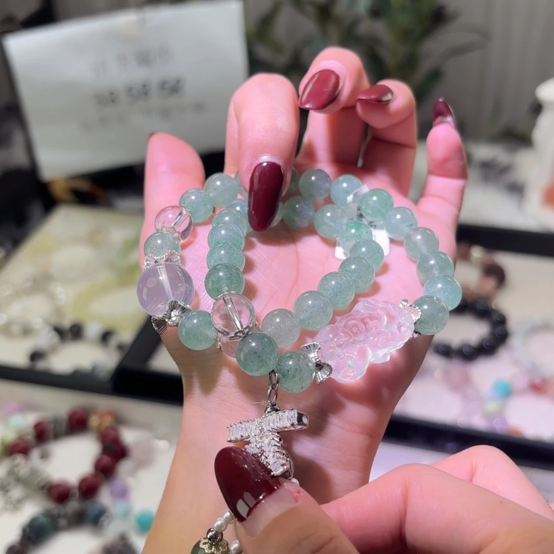 手链银S925镶嵌烟晶