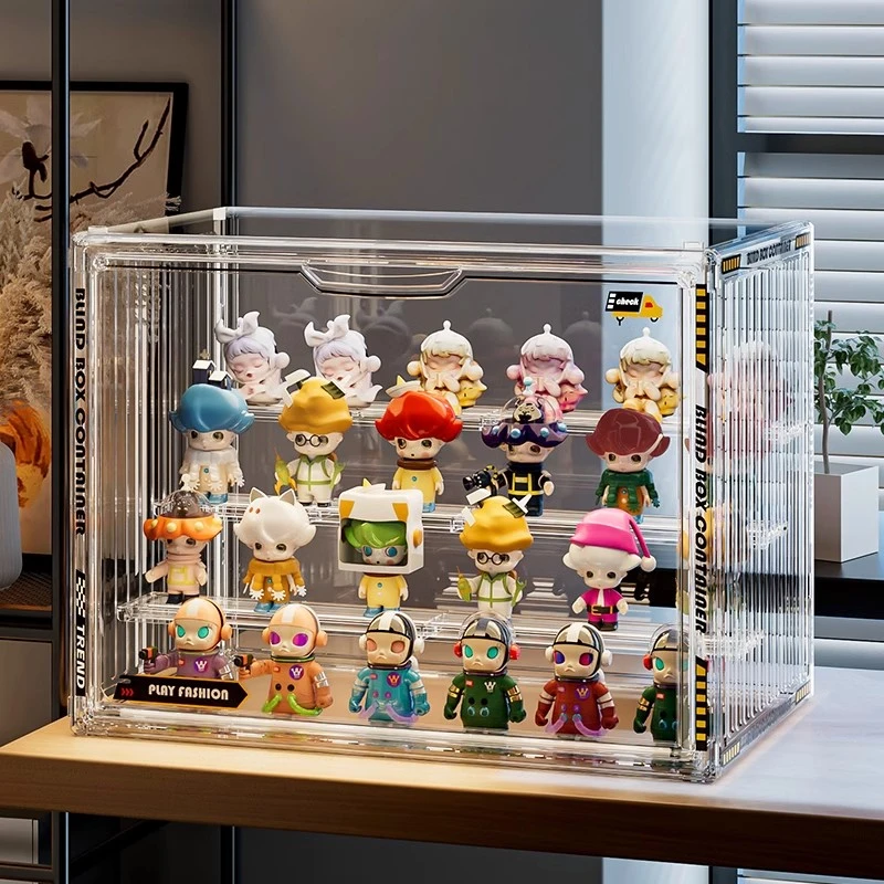 盲盒收纳展示架透明防尘亚克力手办收纳柜泡泡玛特labubu展示盒子