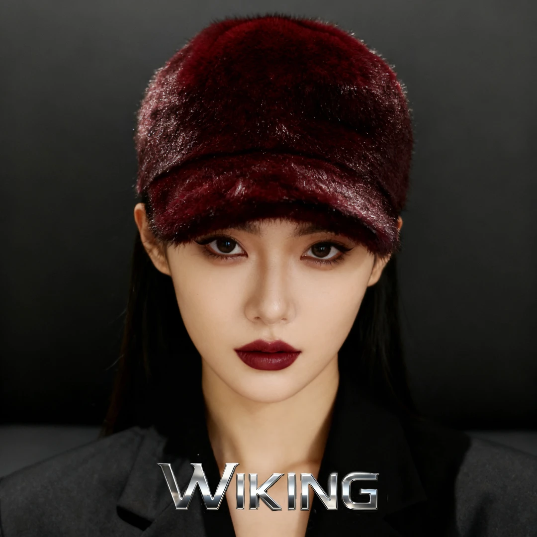 王大嘴原创 “深红厚绒”秋冬气质高端毛绒显头小棒球帽M139