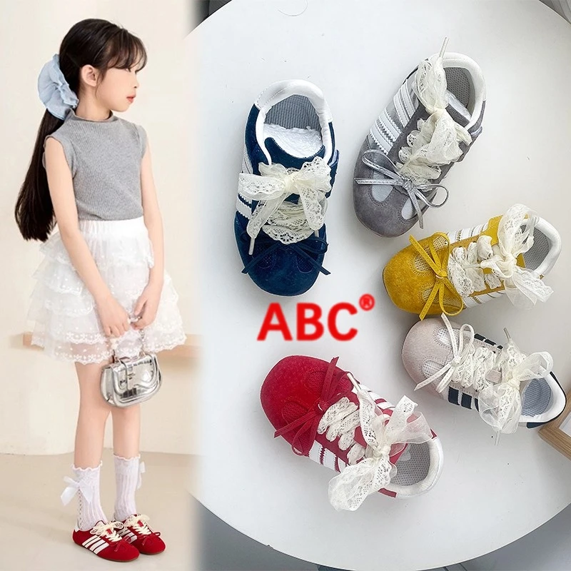 ABC2025新款洋气儿童德训鞋透气女春秋季运动鞋防滑软底百搭时尚
