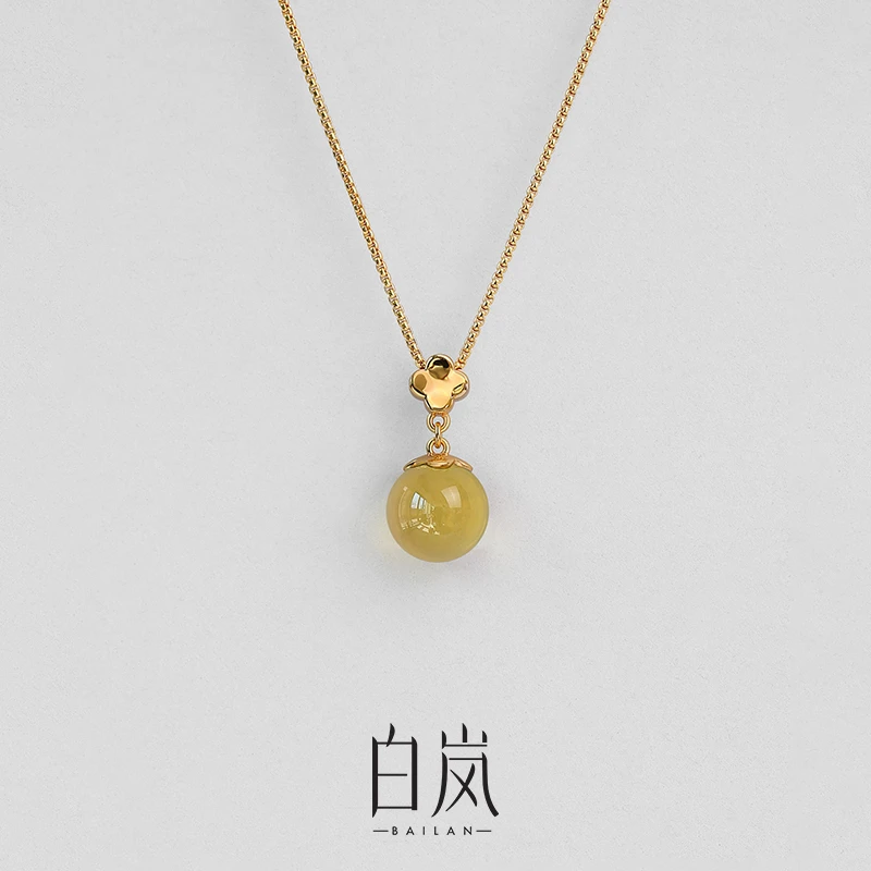 白岚海棠水晶项链黄水晶毛衣链锁骨链新款长款项链气质轻奢XL5783