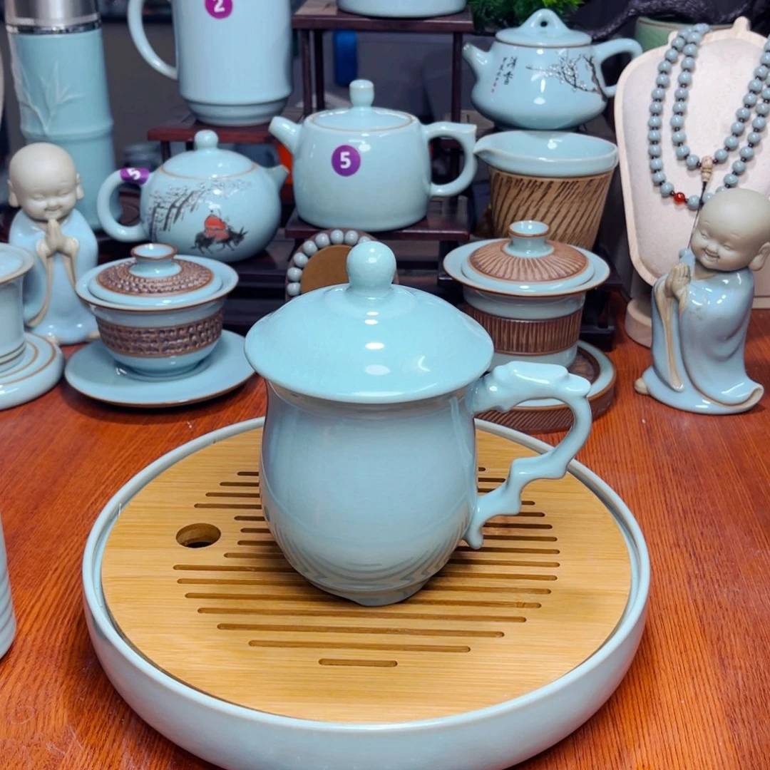 【闪购商品】汝州，单壶，单壶，杯，天青玛瑙釉
