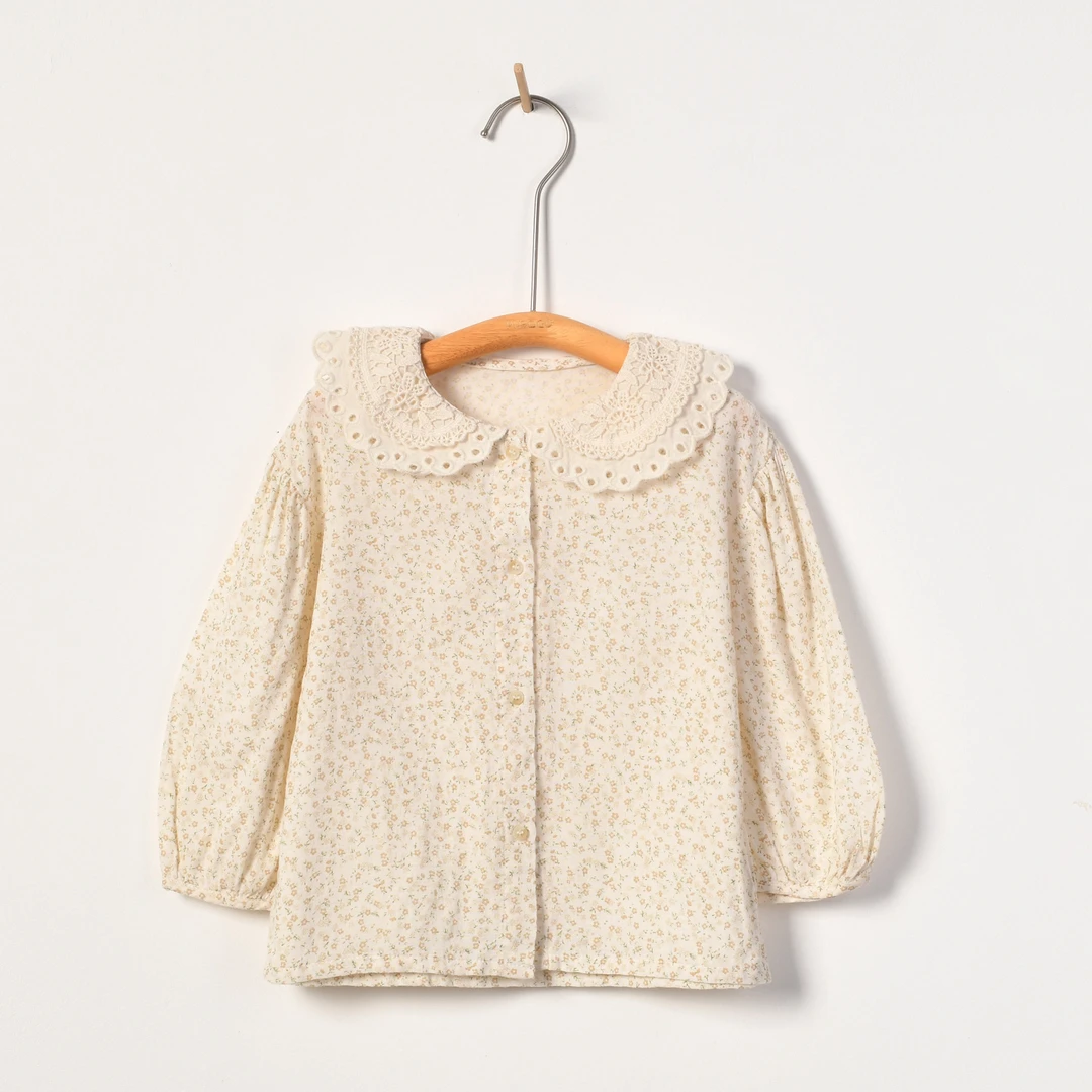 朴素耕JY01花边领碎花上衣儿童蕾丝时尚国风小童女宝气质宝宝复古