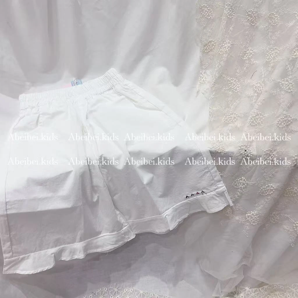 【斑马糖11007白色荷叶边七分裤】童装