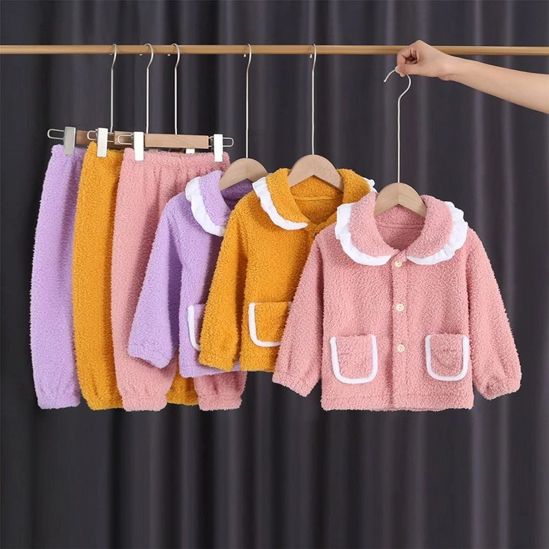 2025秋冬款儿童加绒加厚家居服套装男童女童保暖睡衣冬天宝宝套装