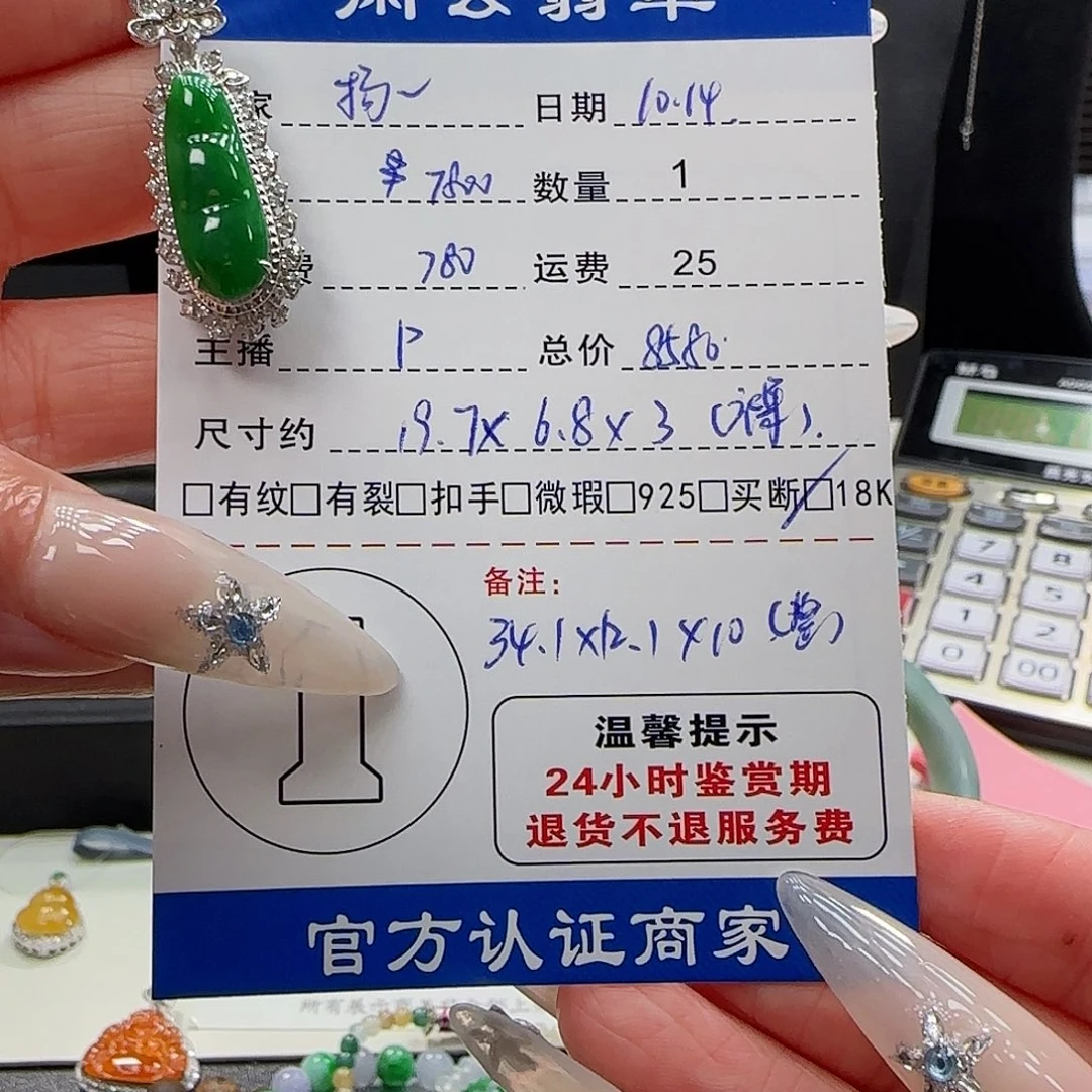 扬***子翡翠18K金镶嵌颈饰