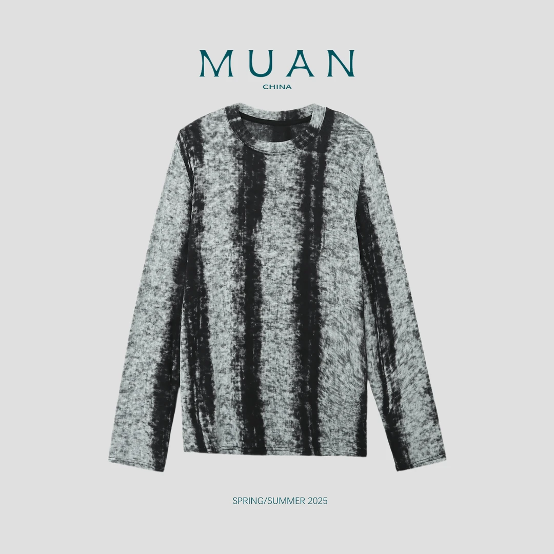 木岸 【水墨打底】MUAN定制宽松长袖高级百搭简约上衣女DG3-8912