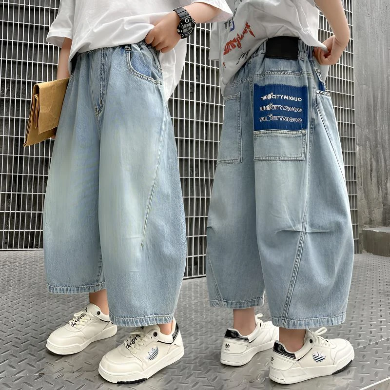 男童夏季牛仔裤2025新款儿童装中大童裤子七分牛仔短裤潮牌洋气