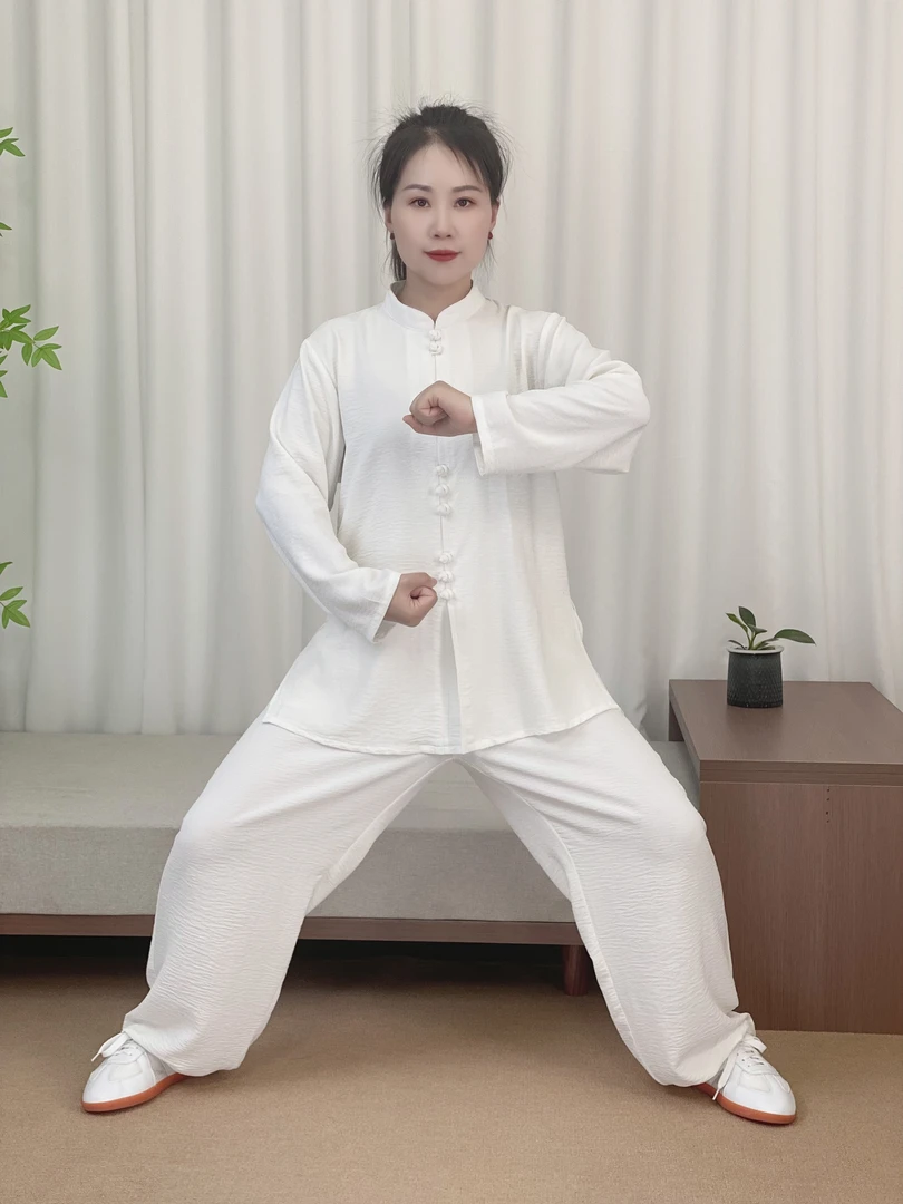 【谦谦老师同款】长袖套装冰丝皱太极武术服八段锦