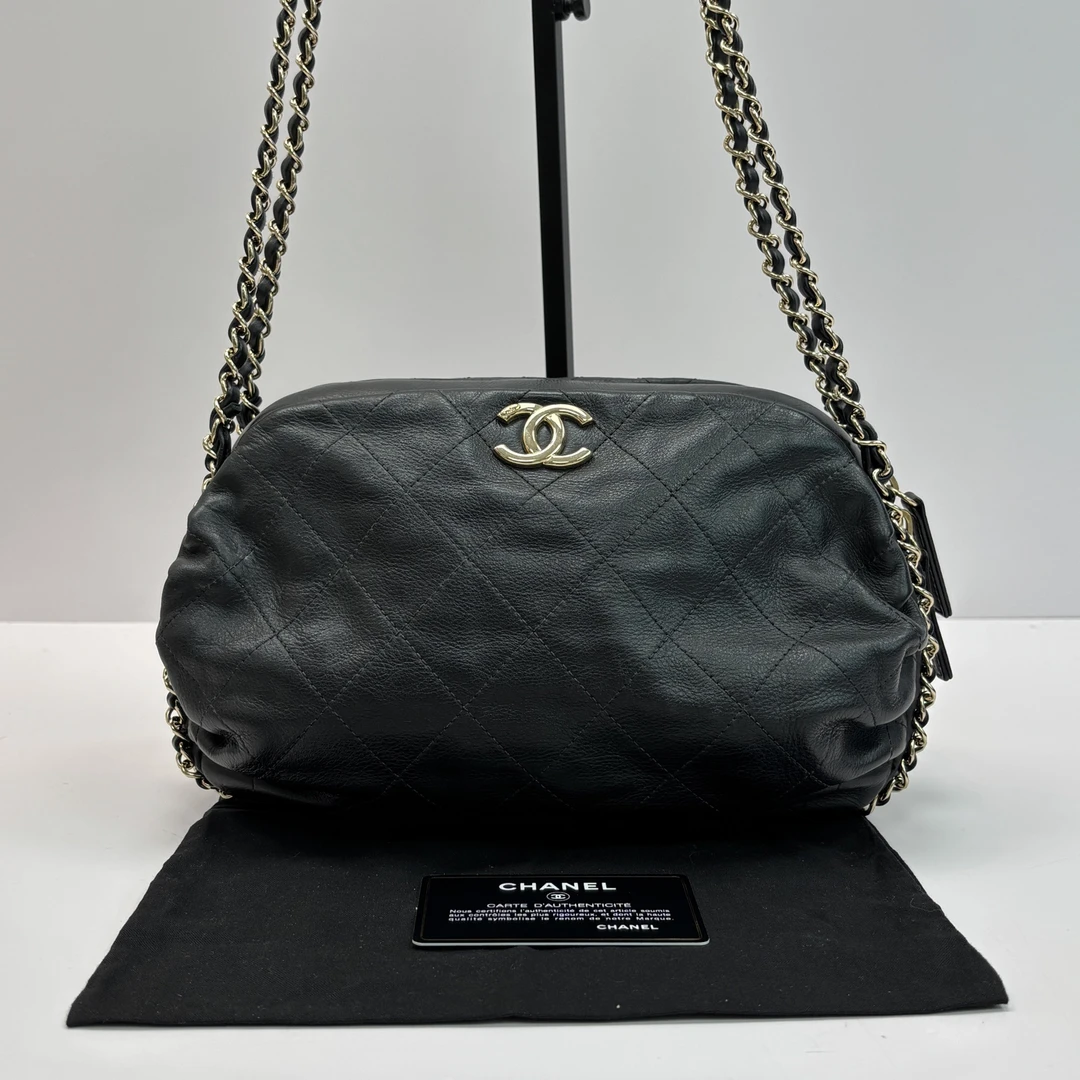 95新 Chanel/香奈儿 黑金滚边单肩斜挎相机包 14932