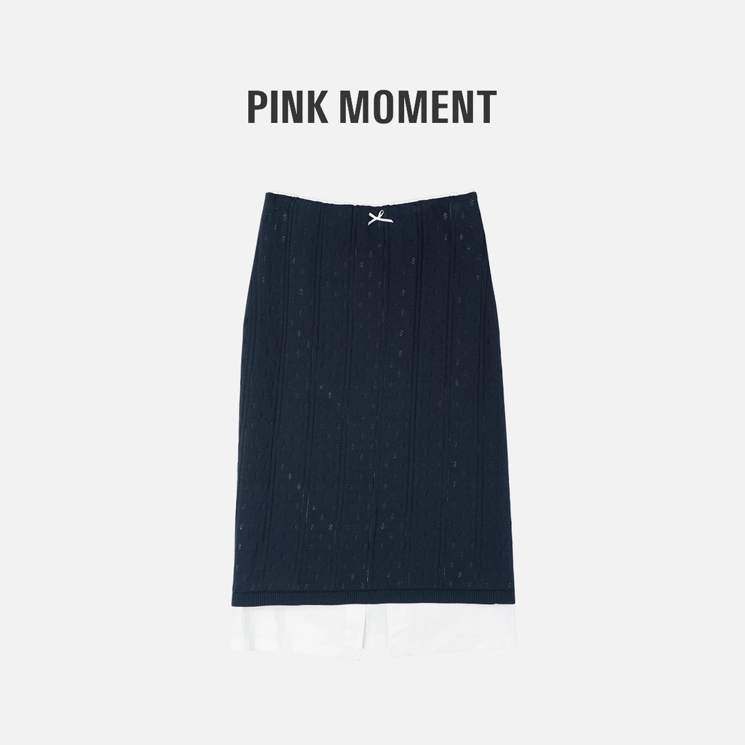 PM王囡囡 “藏蓝蝶舞” 藏蓝色蝴蝶结镂空半身裙 ND1A0153