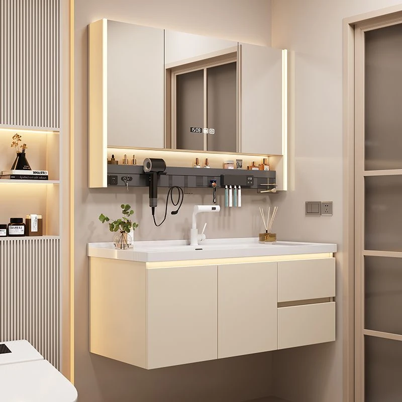 现代简约智能浴室柜组合陶瓷盆卫生间洗脸盆柜一体洗手盆柜洗漱台