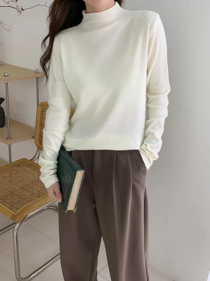 【卿妍精选】秋冬款半高领打底衫女内搭长袖针织衫
