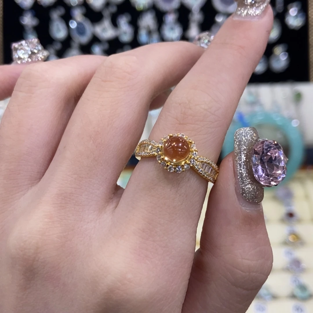 黄晶戒指银S925镀金镶嵌