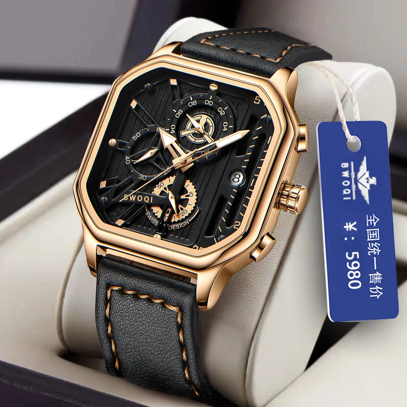 【专柜直发】大爆炸系列-镂空盘全自动日历多功能三眼六针计时男表