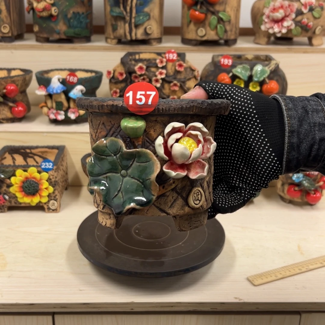 紫砂花盆157号内口12.5外高13