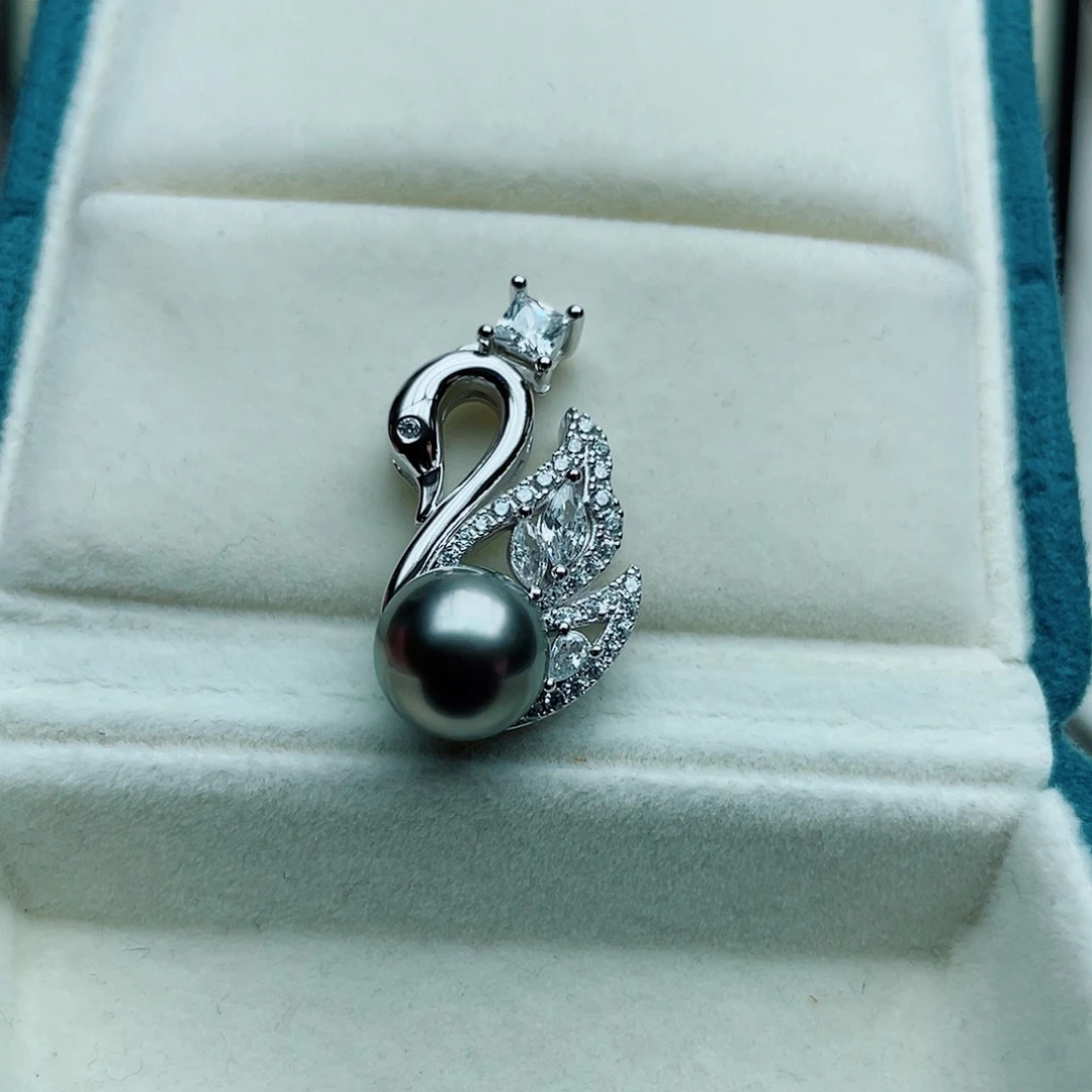 银S925镶嵌海水珍珠吊坠(不含链)