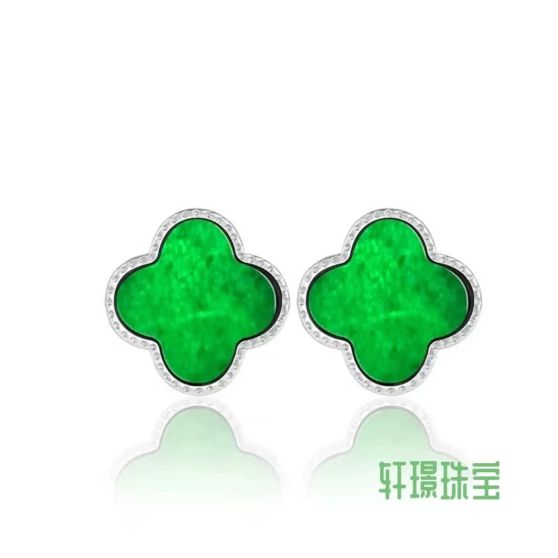 天然翡翠A货耳钉/多样性发其一