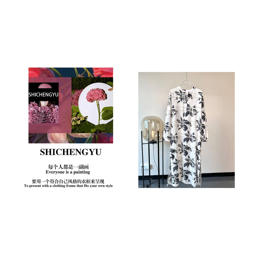 D076时尚设计师款条纹樱桃印花时尚连衣裙